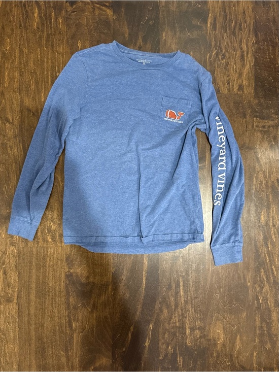 Vineyard Vines Other - Vineyard Vines Kids Long-Sleeve Pocket Tee in Heather Blue with Orange Whale